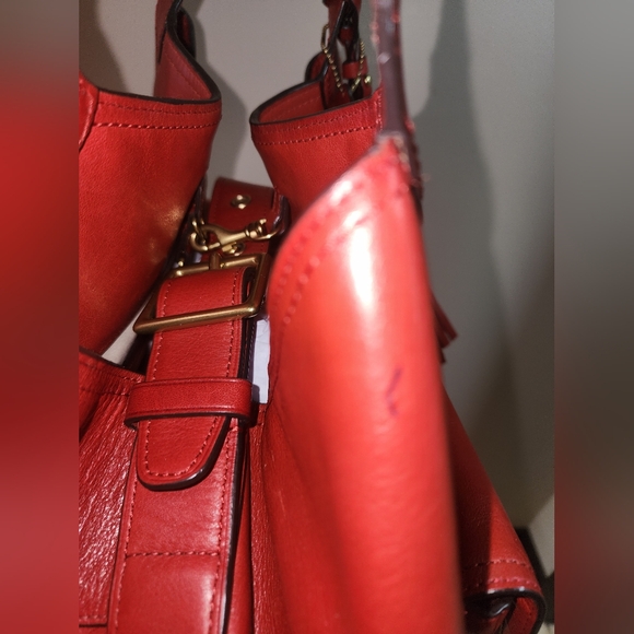 Coach Red Leather Legacy American Icon Shoulder Bag Large Purse - Picture 6 of 7